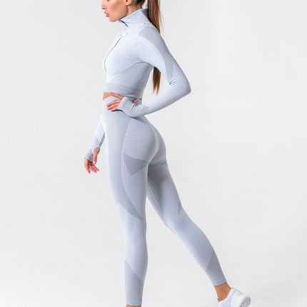 Aligné | Women’s Seamless Long Sleeve Top – Sculpted Comfort Fit - White