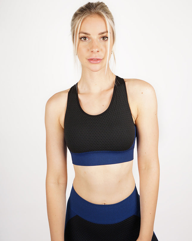 Aligné | Women’s Seamless Sports Bra – Supportive Sculpt Fit - Blue
