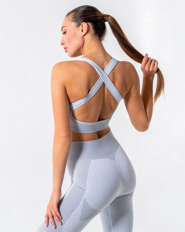 Aligné | Women’s Seamless Sports Bra – Supportive Sculpt Fit - Grey