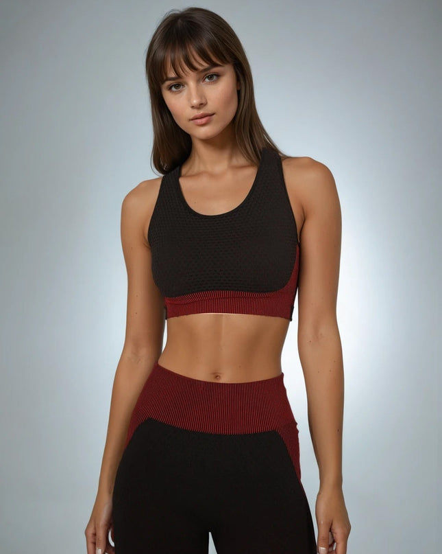 Aligné | Women’s Seamless Sports Bra – Supportive Sculpt Fit - Red