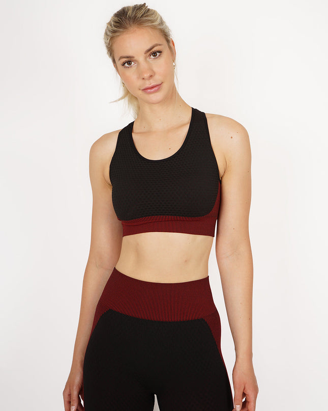 Aligné | Women’s Seamless Sports Bra – Supportive Sculpt Fit - Red