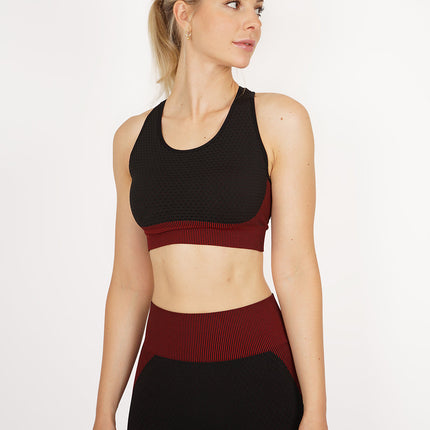 Aligné | Women’s Seamless Sports Bra – Supportive Sculpt Fit - Red