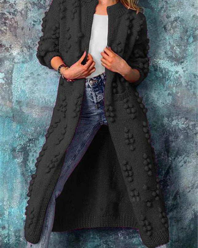 Auroria | Long Knitted Cardigan – Crew Neck Knitwear