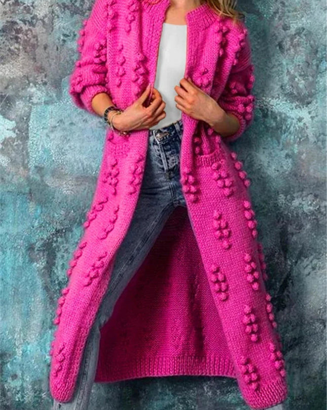 Auroria | Long Knitted Cardigan – Crew Neck Knitwear