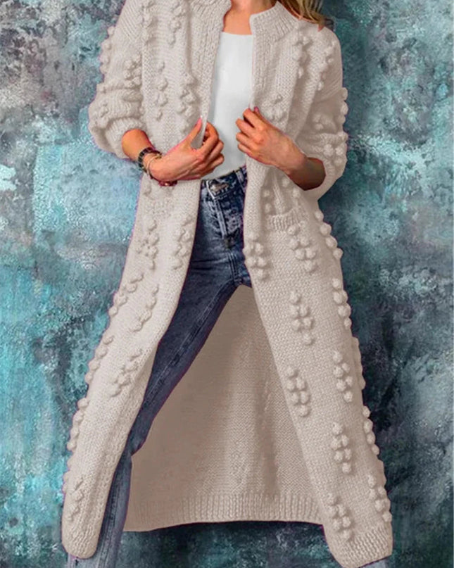 Auroria | Long Knitted Cardigan – Crew Neck Knitwear