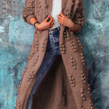 Auroria | Long Knitted Cardigan – Crew Neck Knitwear