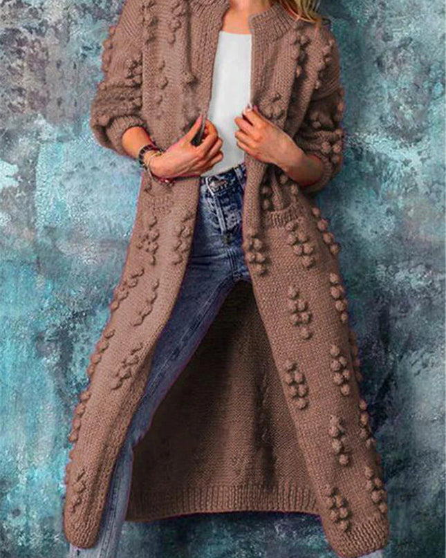 Auroria | Long Knitted Cardigan – Crew Neck Knitwear