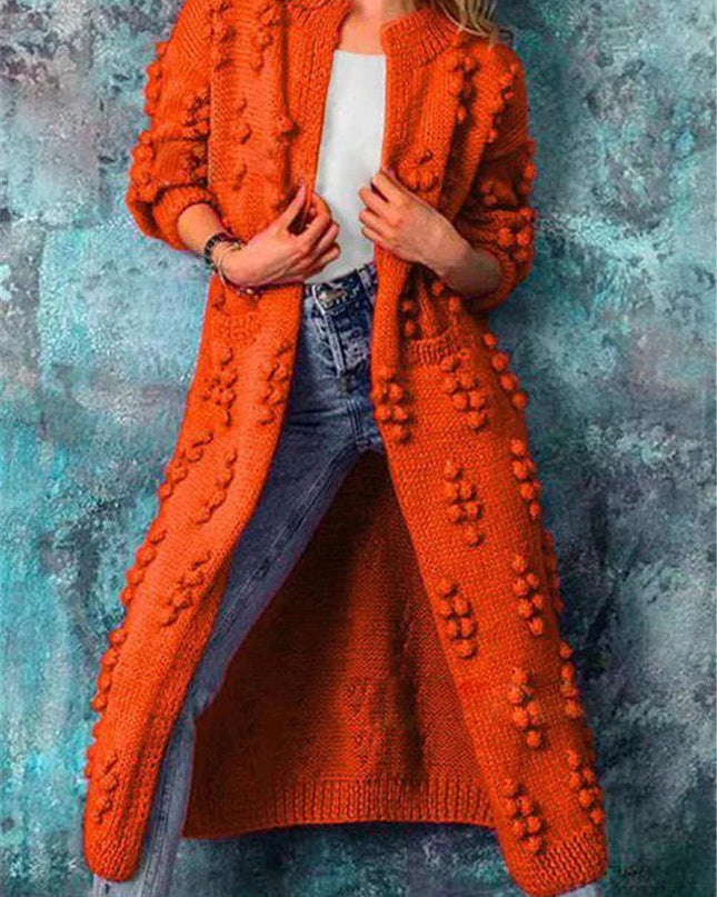 Auroria | Long Knitted Cardigan – Crew Neck Knitwear