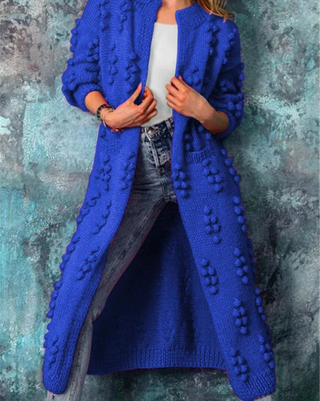 Auroria | Long Knitted Cardigan – Crew Neck Knitwear