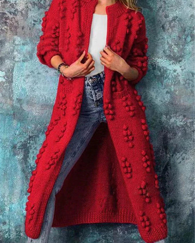 Auroria | Long Knitted Cardigan – Crew Neck Knitwear