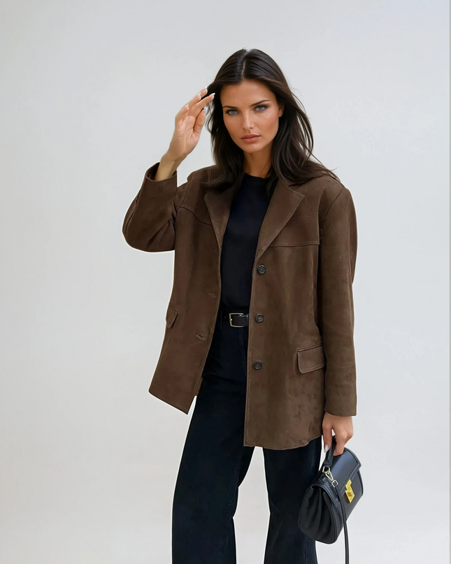 Banbury | Classic Suede Blazer – Wrap Jacket with Buttons