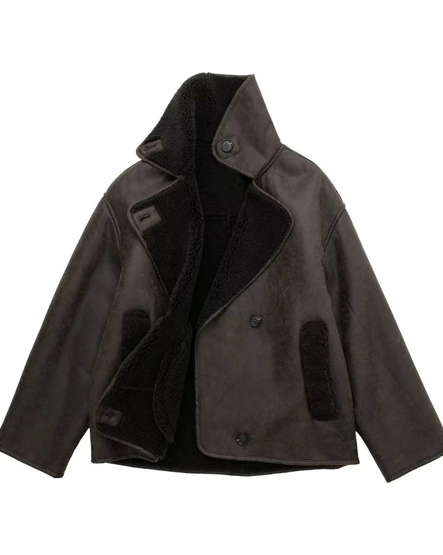 Banessa | Vintage Leather Jacket – Wrap Coat