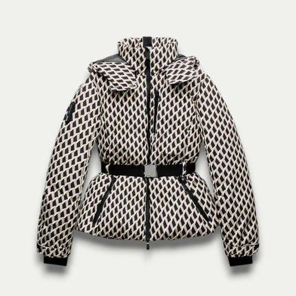Beigerra | Belted Puffer Jacket – Pattern Print with Hood