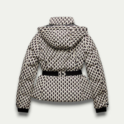 Beigerra | Belted Puffer Jacket – Pattern Print with Hood