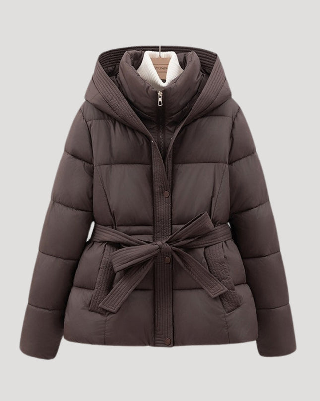 Pufforia | Water-Resistant Puffer Jacket – Hooded with Belt
