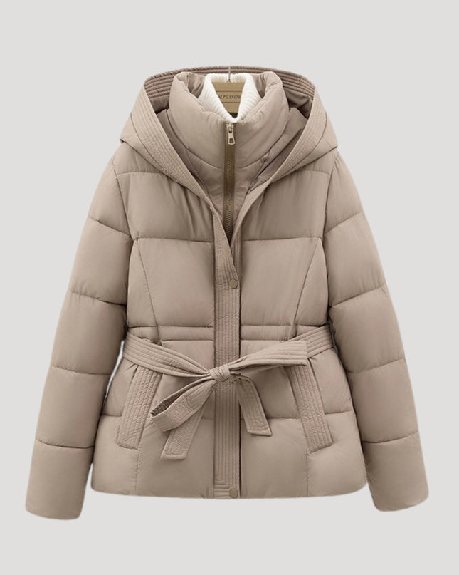 Pufforia | Water-Resistant Puffer Jacket – Hooded with Belt