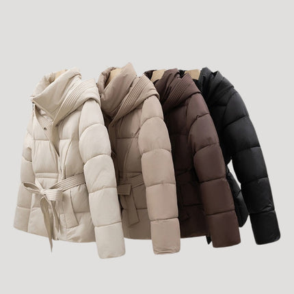 Pufforia | Water-Resistant Puffer Jacket – Hooded with Belt