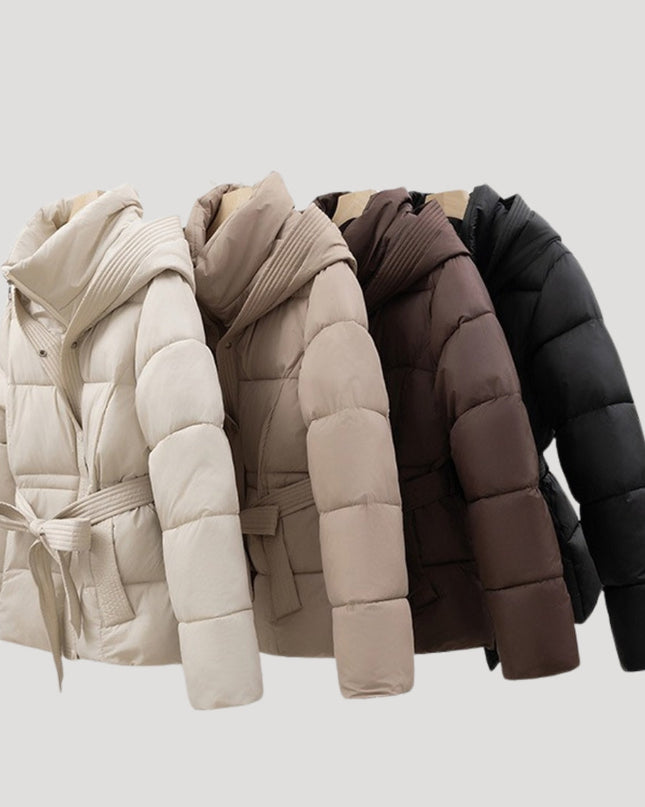 Pufforia | Water-Resistant Puffer Jacket – Hooded with Belt