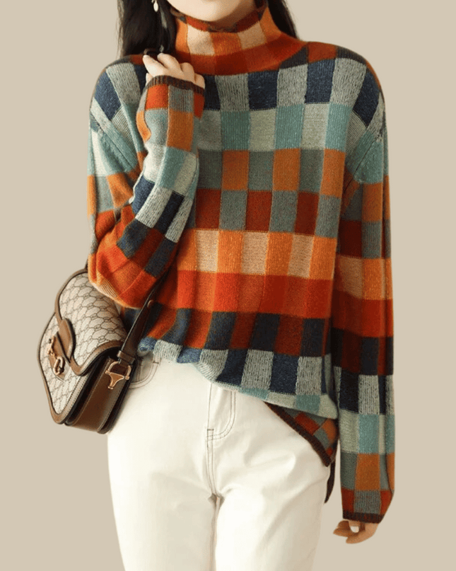 Bethany | Patchwork Turtleneck – Knitwear Sweater
