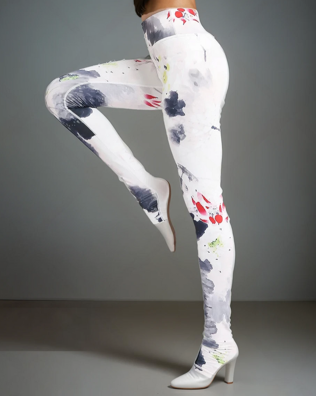 Blosselle | Women’s Watercolour Floral Leggings – Artistic Comfort Fit