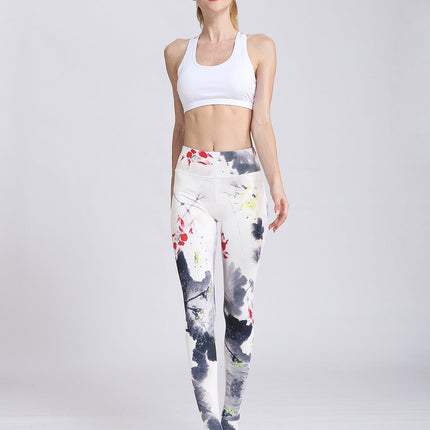 Blosselle | Women’s Watercolour Floral Leggings – Artistic Comfort Fit
