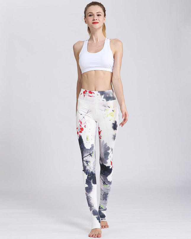 Blosselle | Women’s Watercolour Floral Leggings – Artistic Comfort Fit
