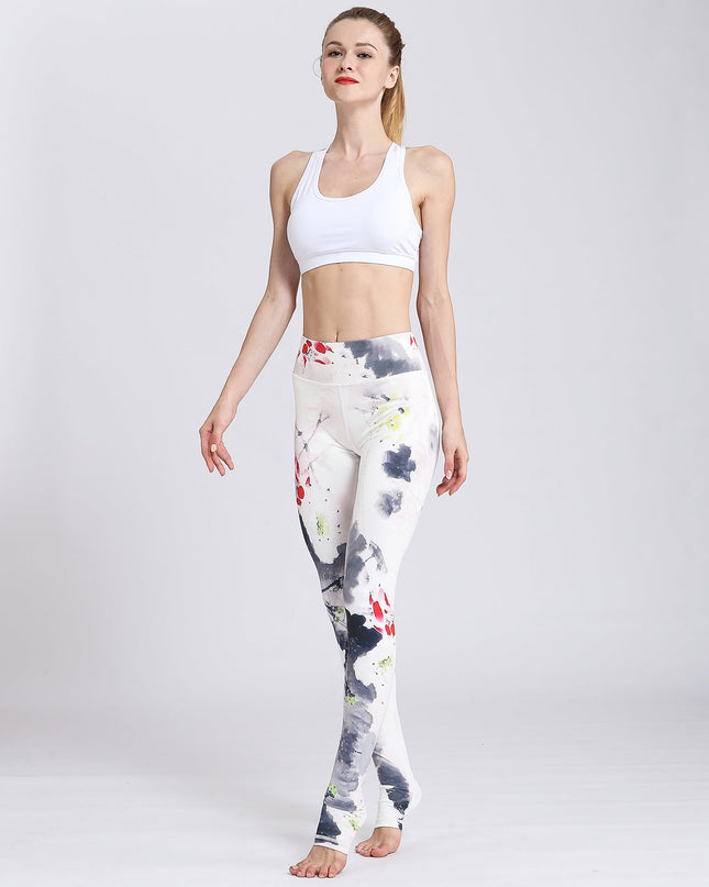 Blosselle | Women’s Watercolour Floral Leggings – Artistic Comfort Fit