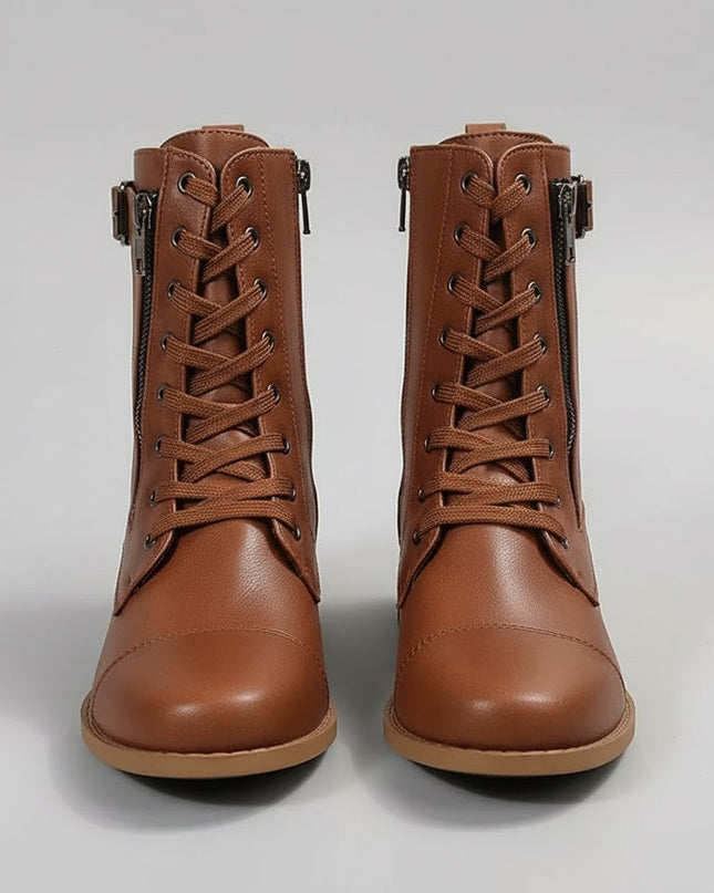 Bonnara | Ankle Boots with Side Zipper – Lace-up Buckle Boots