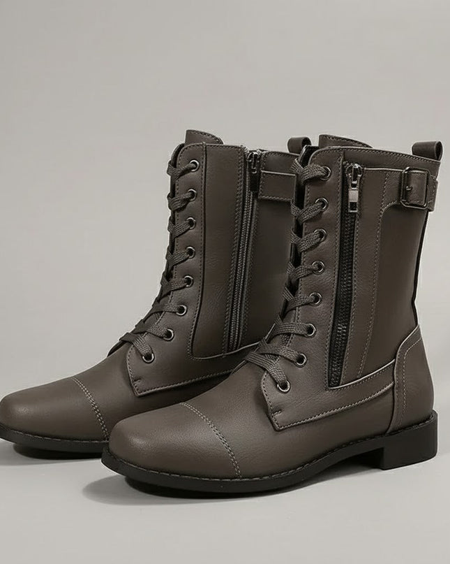 Bonnara | Ankle Boots with Side Zipper – Lace-up Buckle Boots