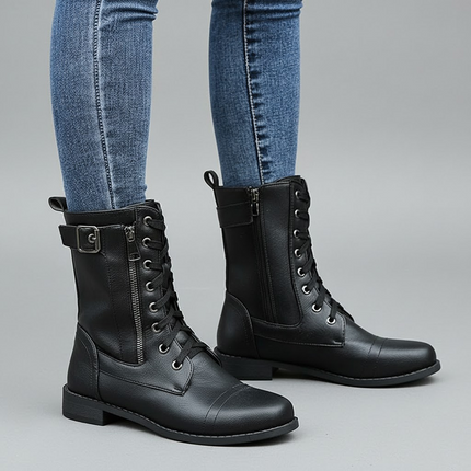 Bonnara | Ankle Boots with Side Zipper – Lace-up Buckle Boots