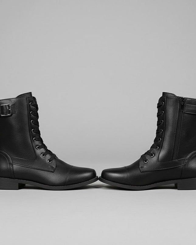 Bonnara | Ankle Boots with Side Zipper – Lace-up Buckle Boots