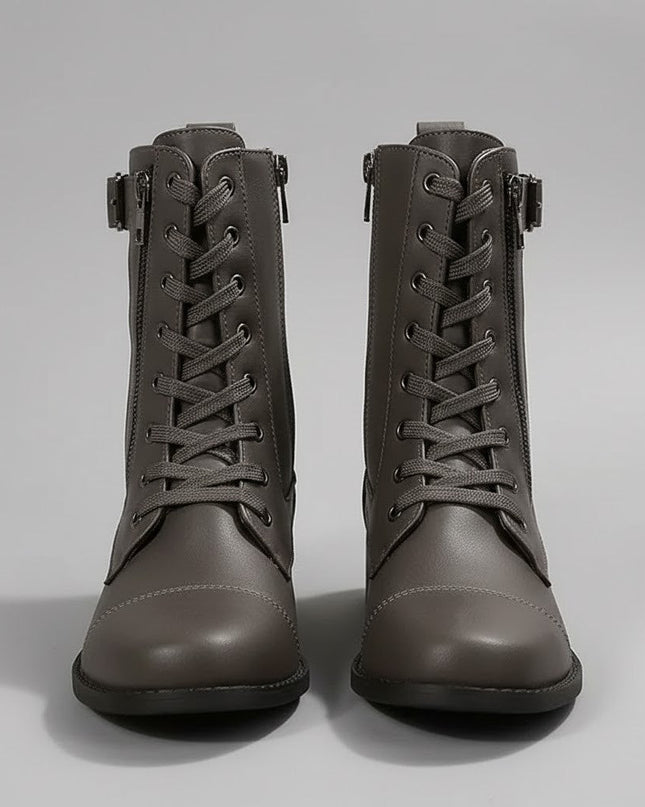 Bonnara | Ankle Boots with Side Zipper – Lace-up Buckle Boots