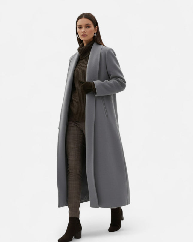 Brisel | Plus Size Overcoat – Long Wool Coat with Lapel