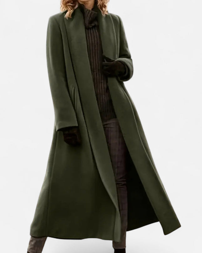 Brisel | Plus Size Overcoat – Long Wool Coat with Lapel