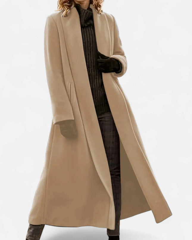 Brisel | Plus Size Overcoat – Long Wool Coat with Lapel