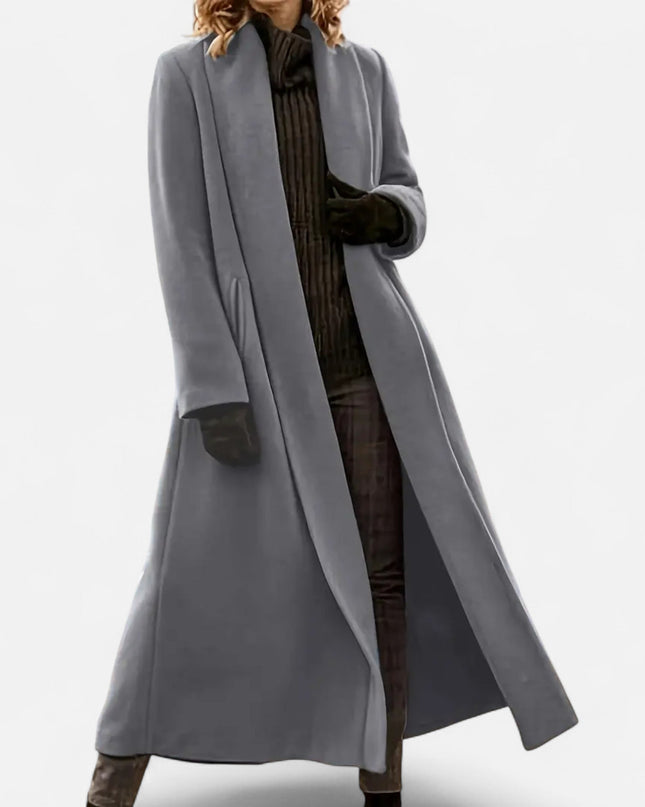 Brisel | Plus Size Overcoat – Long Wool Coat with Lapel
