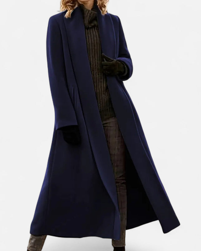 Brisel | Plus Size Overcoat – Long Wool Coat with Lapel