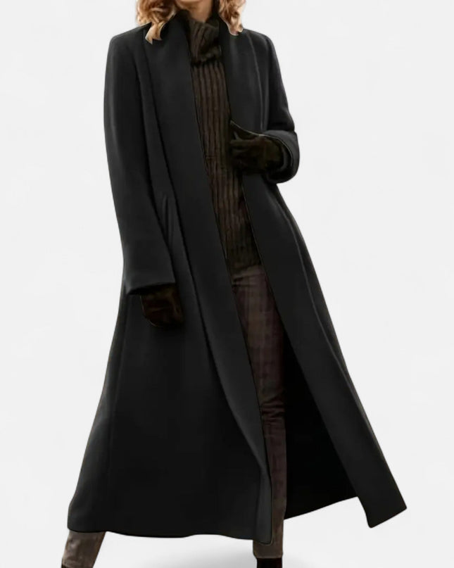 Brisel | Plus Size Overcoat – Long Wool Coat with Lapel