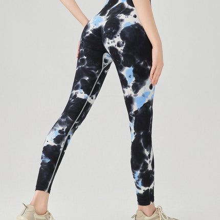 Caelis | Women’s Seamless Scrunch Leggings – Sleek Sculpt Style - Blue Black Abstract
