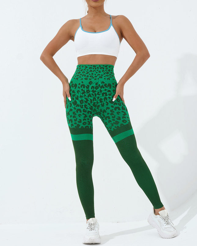 Callista | Women’s Leopard Leggings – Bold Seamless Style - Green
