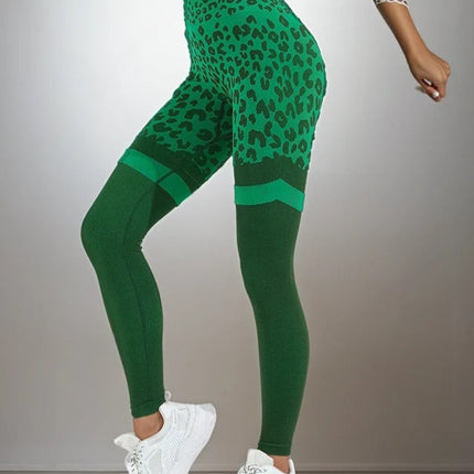 Callista | Women’s Leopard Leggings – Bold Seamless Style - Green
