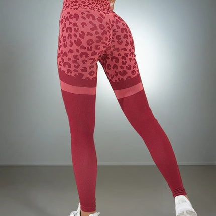 Callista | Women’s Leopard Leggings – Bold Seamless Style - Red