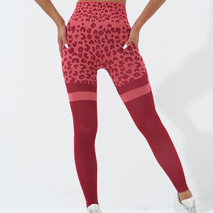 Callista | Women’s Leopard Leggings – Bold Seamless Style - Red