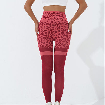 Callista | Women’s Leopard Leggings – Bold Seamless Style - Red