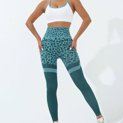 Callista | Women’s Leopard Leggings – Bold Seamless Style - Teal