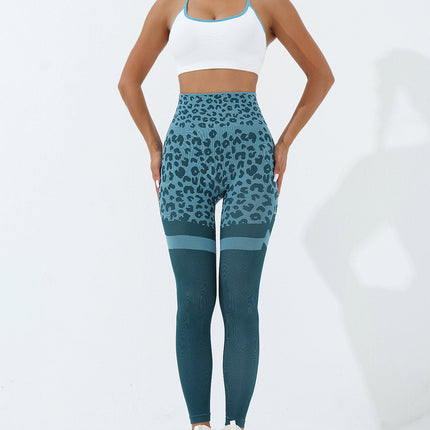 Callista | Women’s Leopard Leggings – Bold Seamless Style - Teal