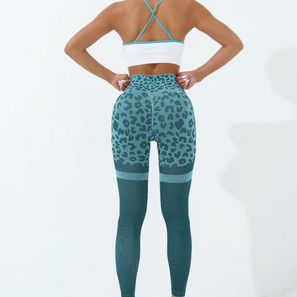 Callista | Women’s Leopard Leggings – Bold Seamless Style - Teal