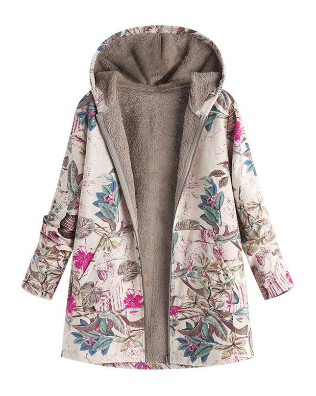 Casevine | Floral Coat with Hood – Fleece Inner