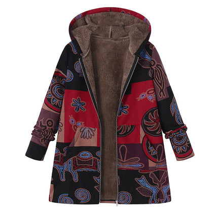 Casevine | Floral Coat with Hood – Fleece Inner