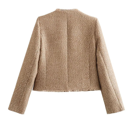 Charlotta | Short Tweed Blazer Jacket – Single Breasted Coat
